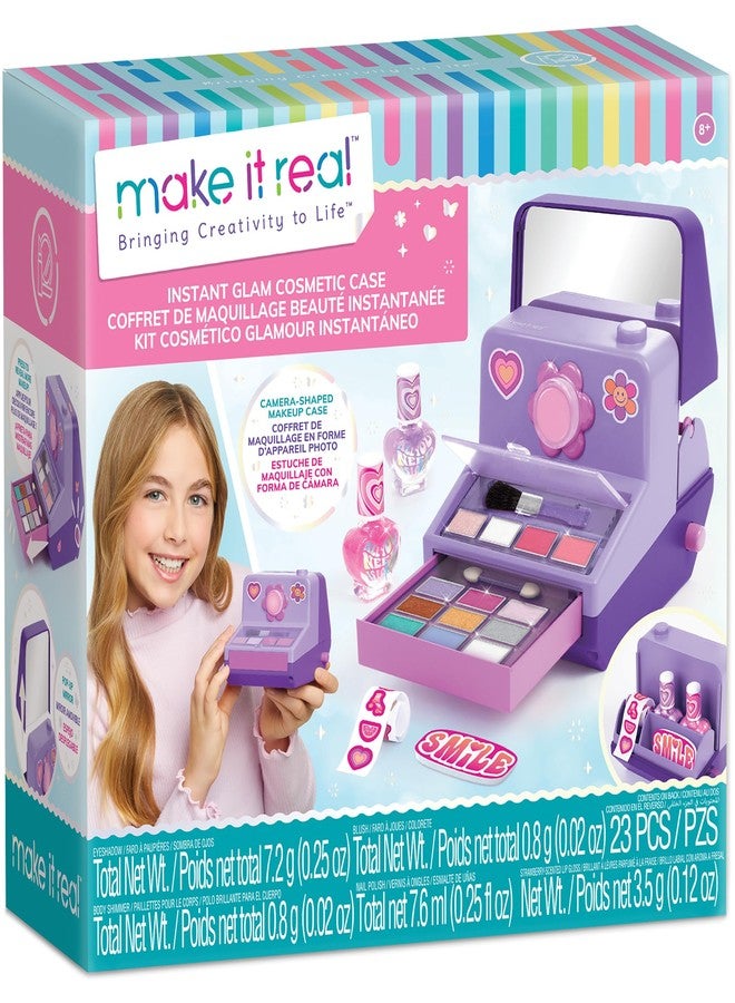 Make It Real: Instant Glam Cosmetic Case - 23pcs, Camera Shaped Makeup Case, Eyes-Lips-Face-Nails, Stickers To Decorate, Girls & Kids Ages 8+ - Image 1